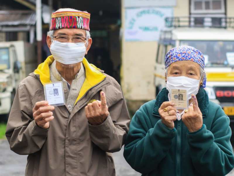 Voters after Sikkim municipal election