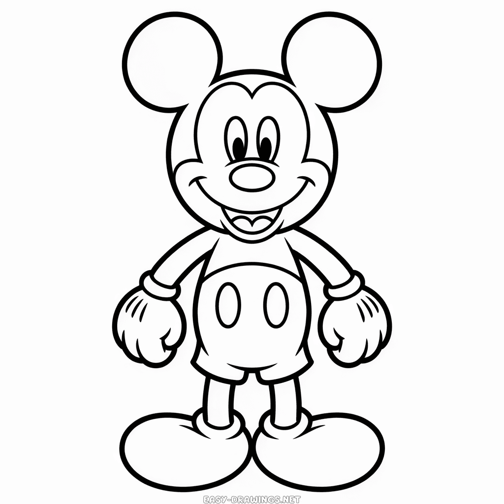 Mickey Mouse Holding Balloons Easy Drawing Easy Drawings