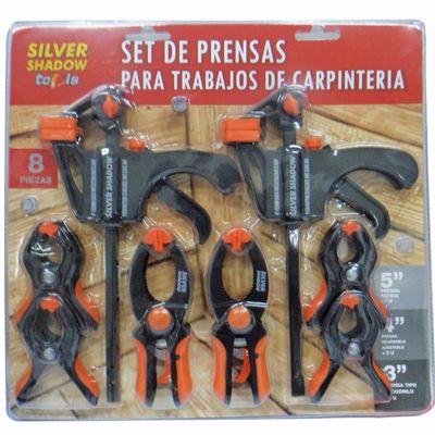 Set Prensas Para Trabajos Carpinteria 8 Piezas Easy