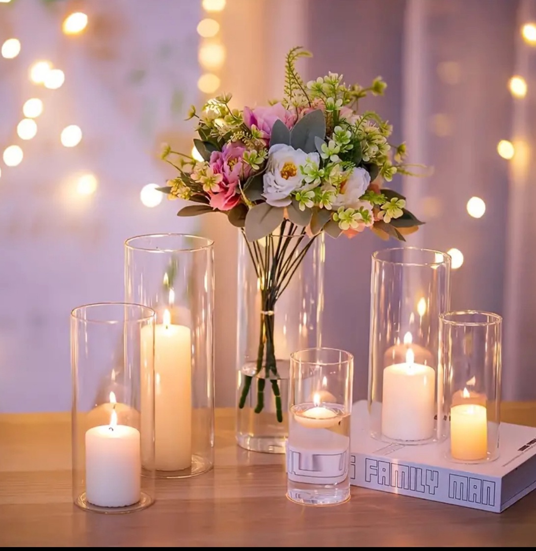 Hurricane Glass Vases Rental - Easy Breezy Bash Co Event Rentals, image size:1092x1123