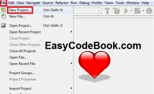 Write And Execute First Java Program In NetBeans - EasyCodeBook.com