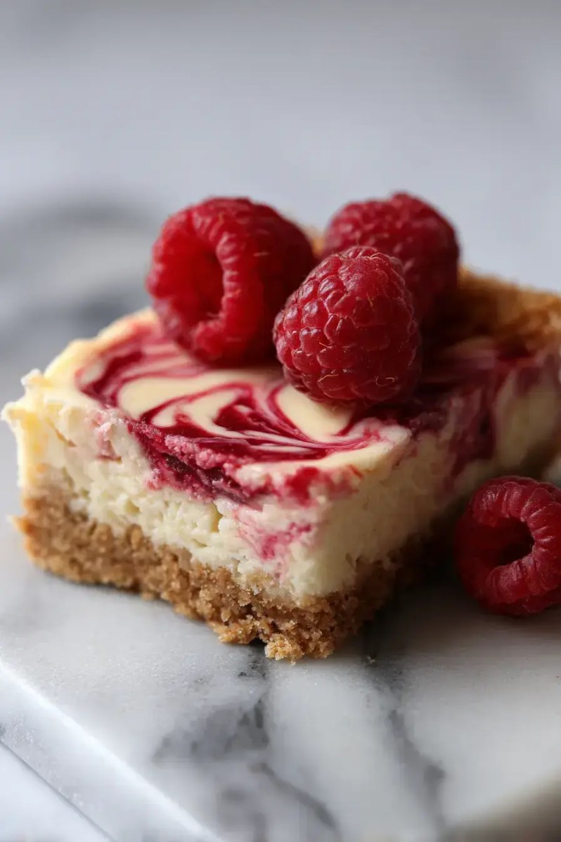Raspberry Cheesecake Bars finished dish