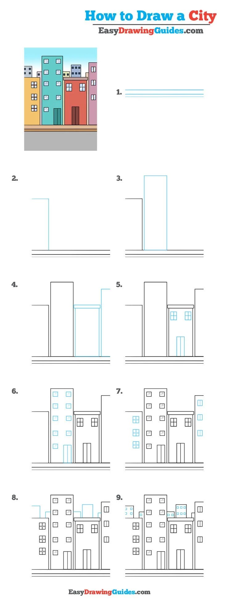 How To Draw A City Really Easy Drawing Tutorial