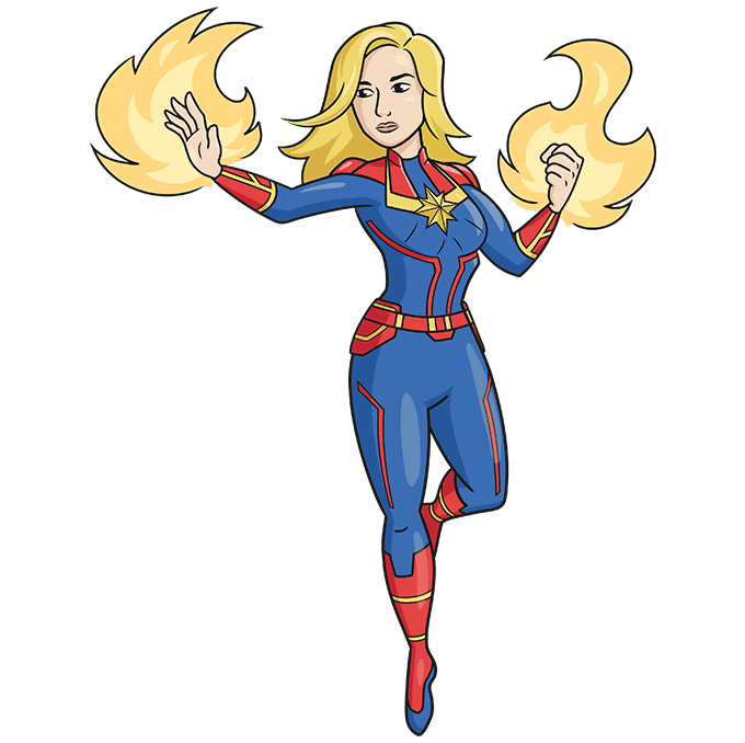 How To Draw Captain Marvel Really Easy Drawing Tutorial
