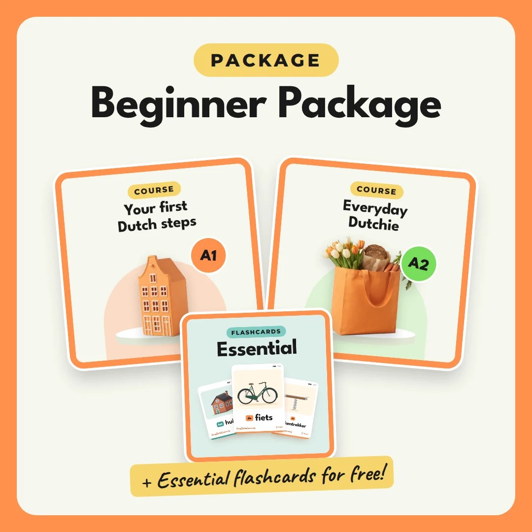 Beginner package: A1 and A2 courses plus the Essential flashcards