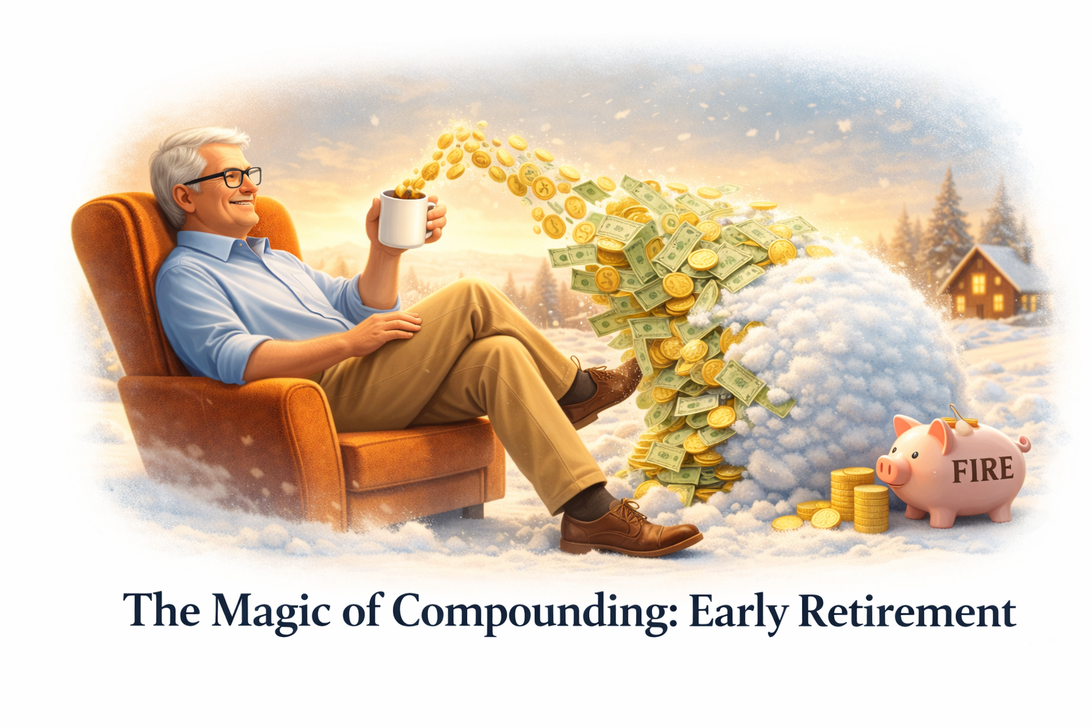 A snowball getting bigger to explain the magic of compounding for early retirement