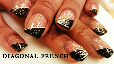 french diagonal manicure nails nail acrylic