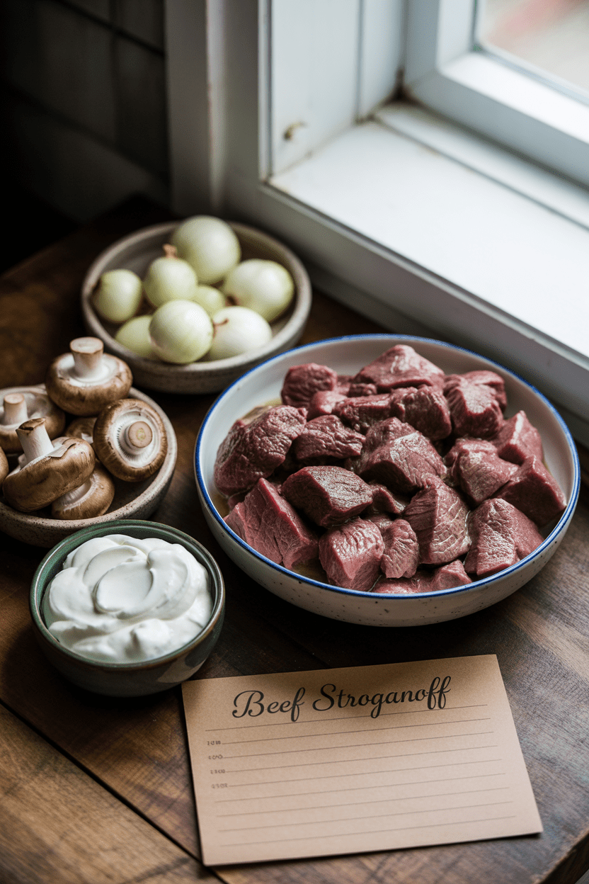 Easy Homemade Beef Stroganoff Ingredients