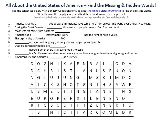 image of the united states of america worksheet free printable