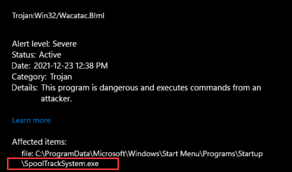 SpoolTrackSystem.exe Virus