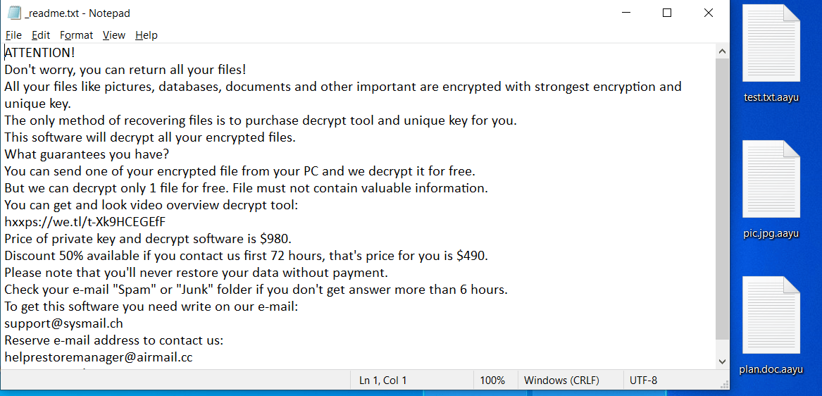 Remove AAYU ransomware and Decrypt .aayu Files