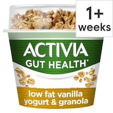 Activia Vanilla & Granola Low Fat Breakfast Pot Topper Gut Health Yoghurt 165g