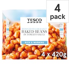 Tesco Reduced Sugar & Salt Baked Beans in Tomato Sauce 4x420g