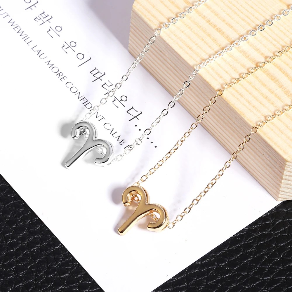 Ailodo Men Women 12 Horoscope Zodiac Sign Gold Pendant Necklace Aries Leo 12 Constellations Jewelry Kids Christmas Gifts 19NOV91
