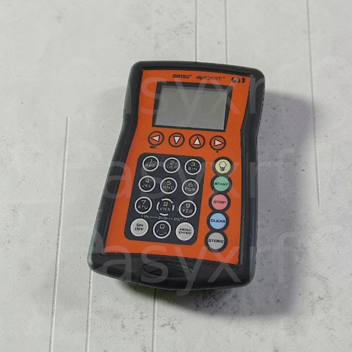 ORTEC perkinelmer digiDART portable multichannel analyzer unit with keypad and screen, front view on a neutral background.