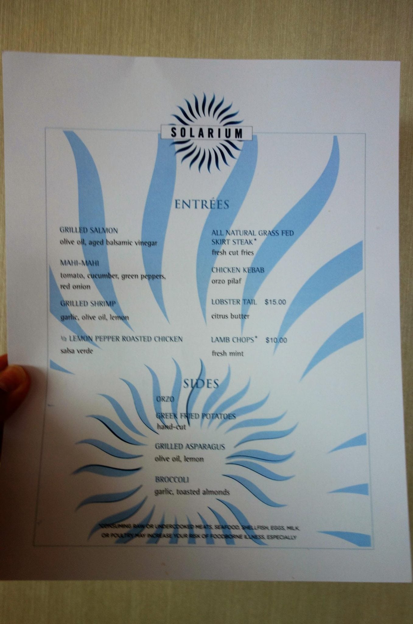 Brand New Anthem Of The Seas Menus 2016