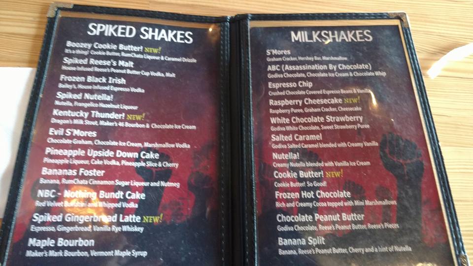 Shakes Menu