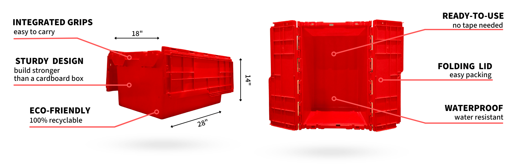 EazyCrate bin dimensions 28x18x14 inches.