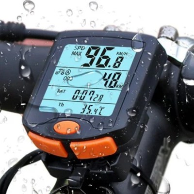 Bike Computer Bicycle Speedometer Cycling Odometer Speeding Alert Stopwatch Multi Function Waterproof 4 Line Display With Backlight