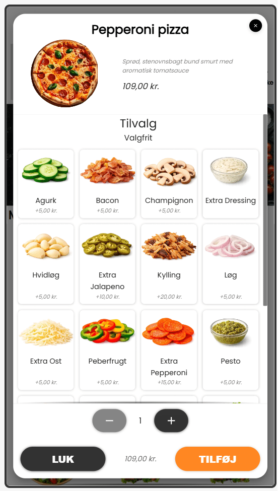Eksempel på digital menu