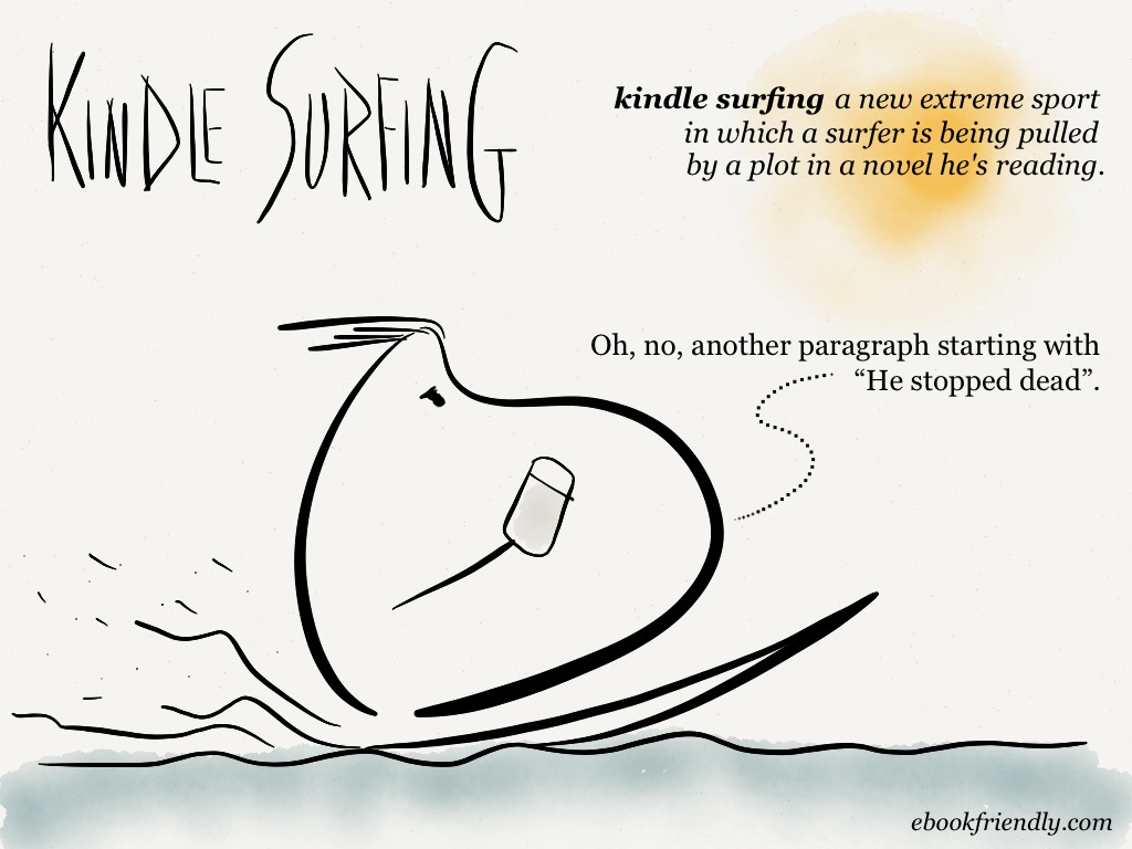 Kindle surfing [cartoon] | Ebook Friendly
