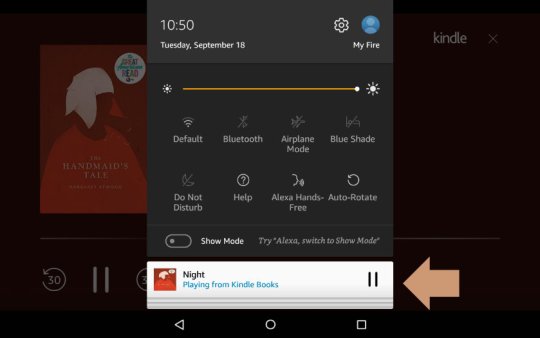 Stop Kindle playback by using the Quick Action menu on your Amazon Fire tablet