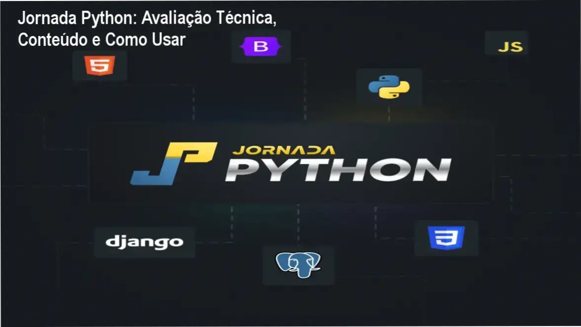 Tela do curso Jornada Python mostrando módulos de Python, Django e projetos práticos