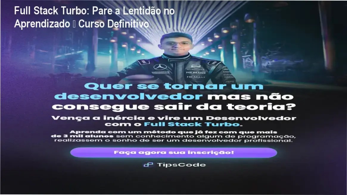 Imagem promocional do Full Stack Turbo mostrando desenvolvimento web rápido e projetos reais