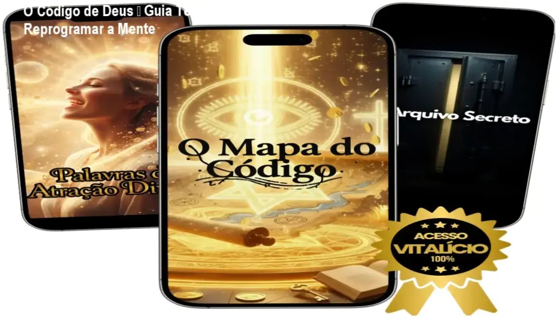 Capa do curso O Código de Deus mostrando mapa de reprogramação mental para prosperidade
