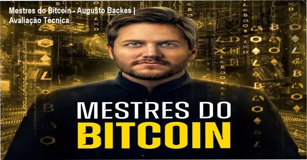 Interface do curso Mestres do Bitcoin de Augusto Backes exibindo módulos de análise técnica e trading de criptomoedas