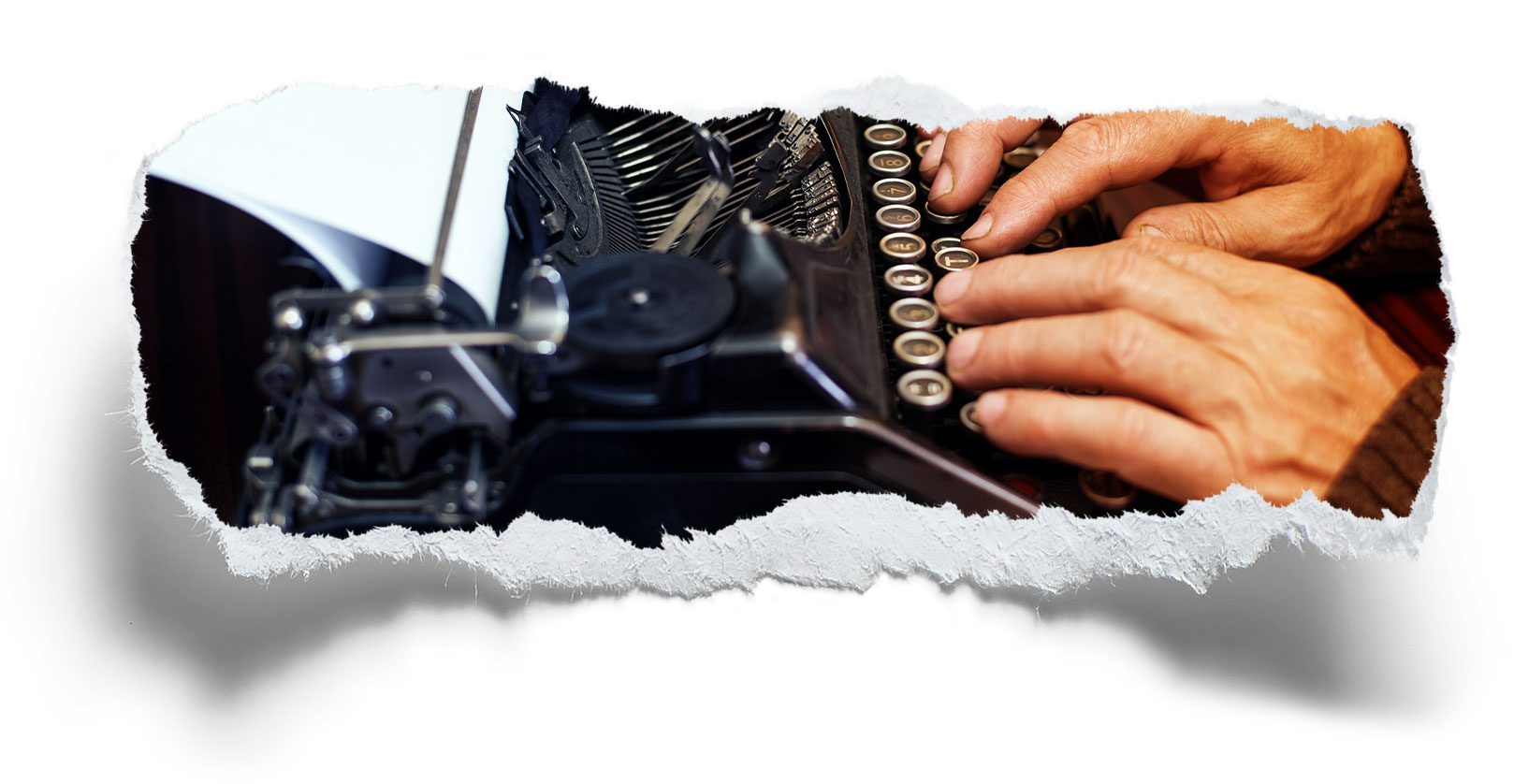 website content on typewriter