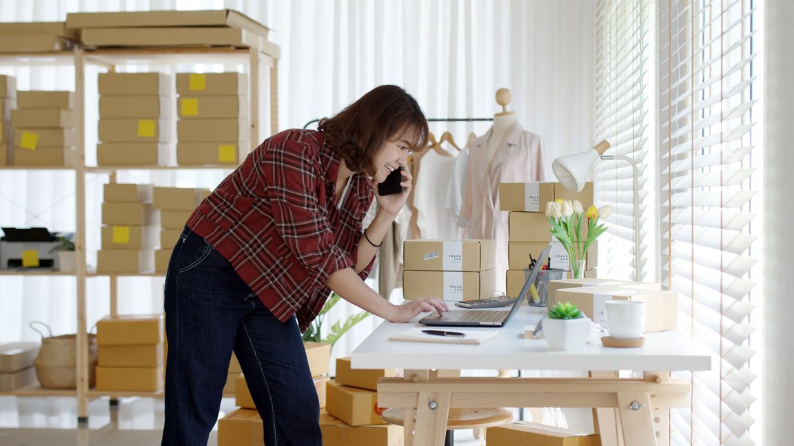 young female running an eCommerce website