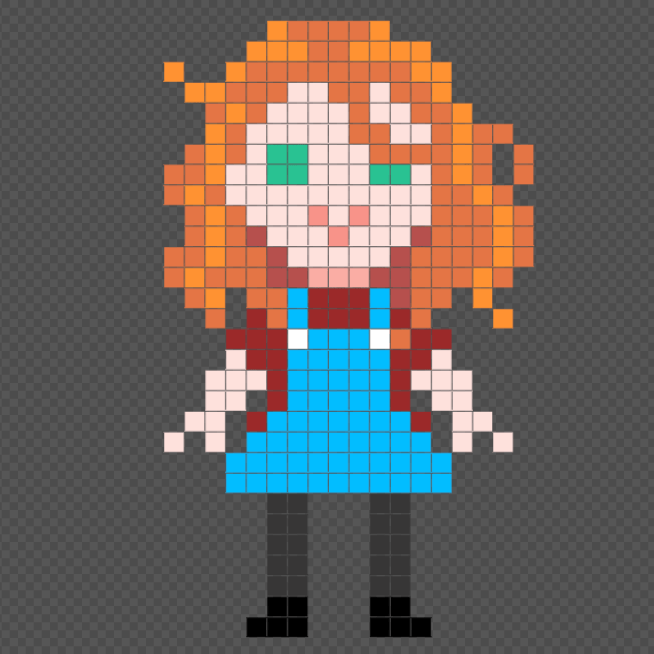 Colour Scheme 2: I tried dulling down her clothing colours in this experiment but it made her look too mature