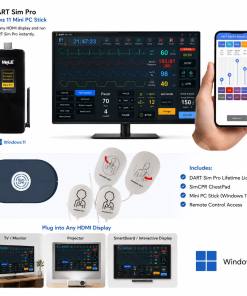 DART Sim Pro Mini PC System - Includes: Mini PC Stick w/Windows 11, DART Sim Pro Lifetime License w/Free Updated, SimCPR ChestPad, Mini Wireless Keyboard, Adult & Pediatric Defib/Pacing/Monitor Pads - Plugs into any TV, Projector, or Display with an HDMI Port