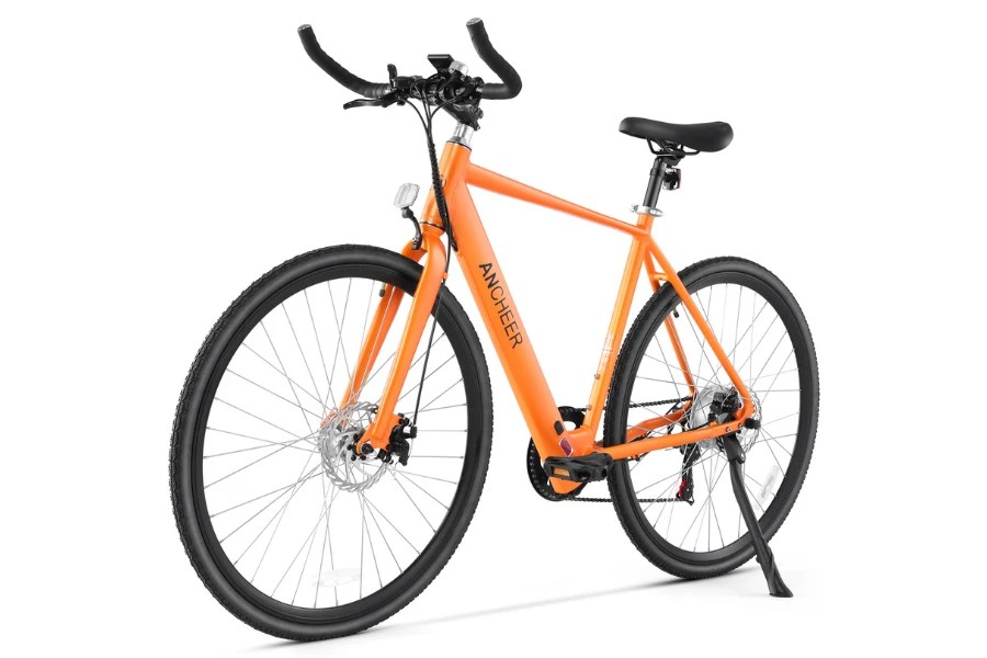 Ancheer Road Racer - Stock Image - Orange Front Quarter View - eChargedBikes