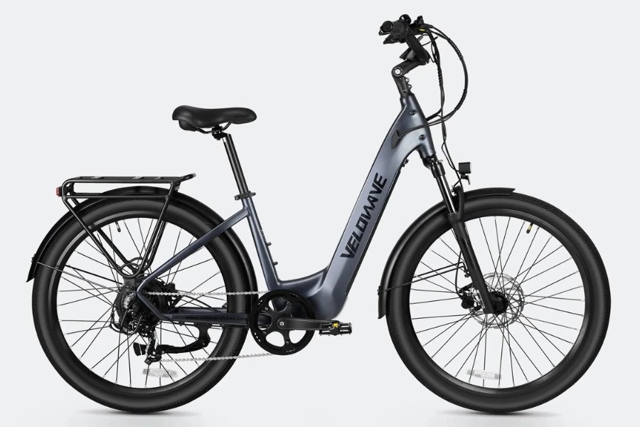 Velowave Breeze T - Stock Image - Blue Gray Profile View - eChargedBikes