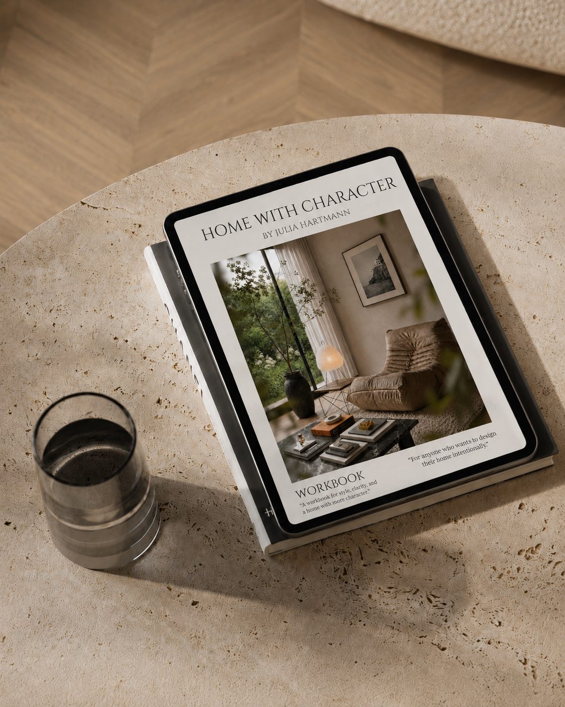 Home with Character interior style workbook displayed on an iPad