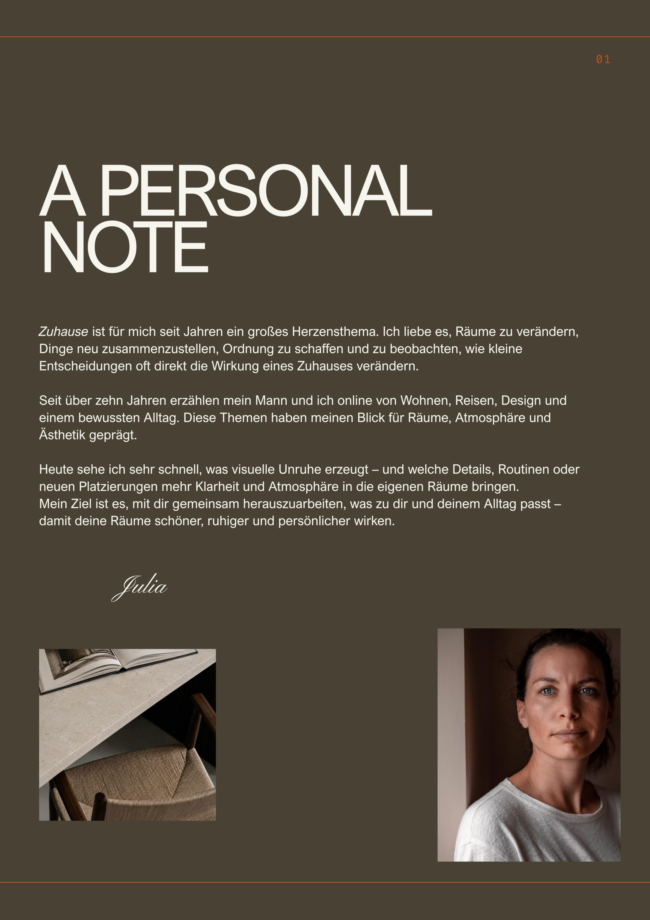 Curated Home Services von Julia Hartmann – Home Organizing und Curating Personal Note Einführung