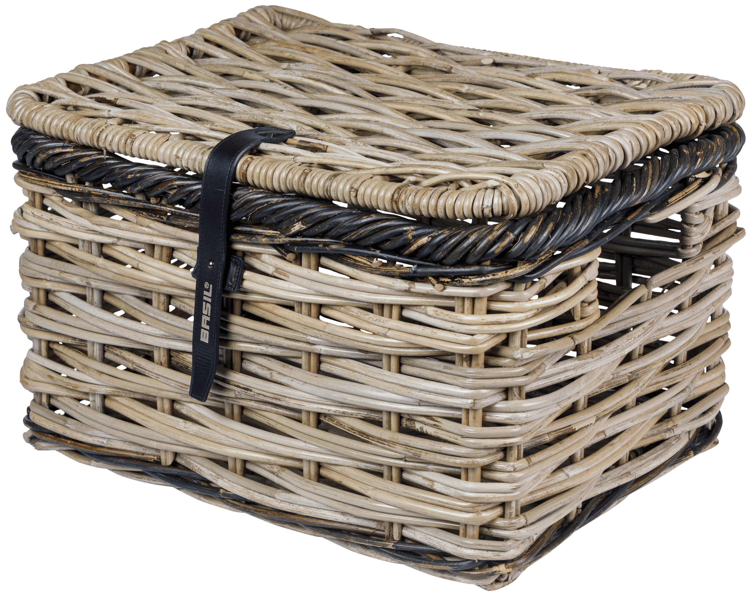 Fietsmand Basil Dijon L met deksel 36 x 49 x 30 cm - grijs zwart