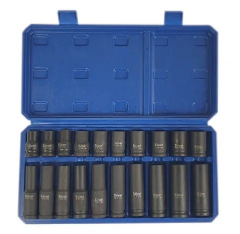 SILVER ZESTAW NASADEK UDAROWYCH KRÓTKICH I DŁUGICH 1/2" 20cz. 10-19mm (levertijd 8 werkdagen)