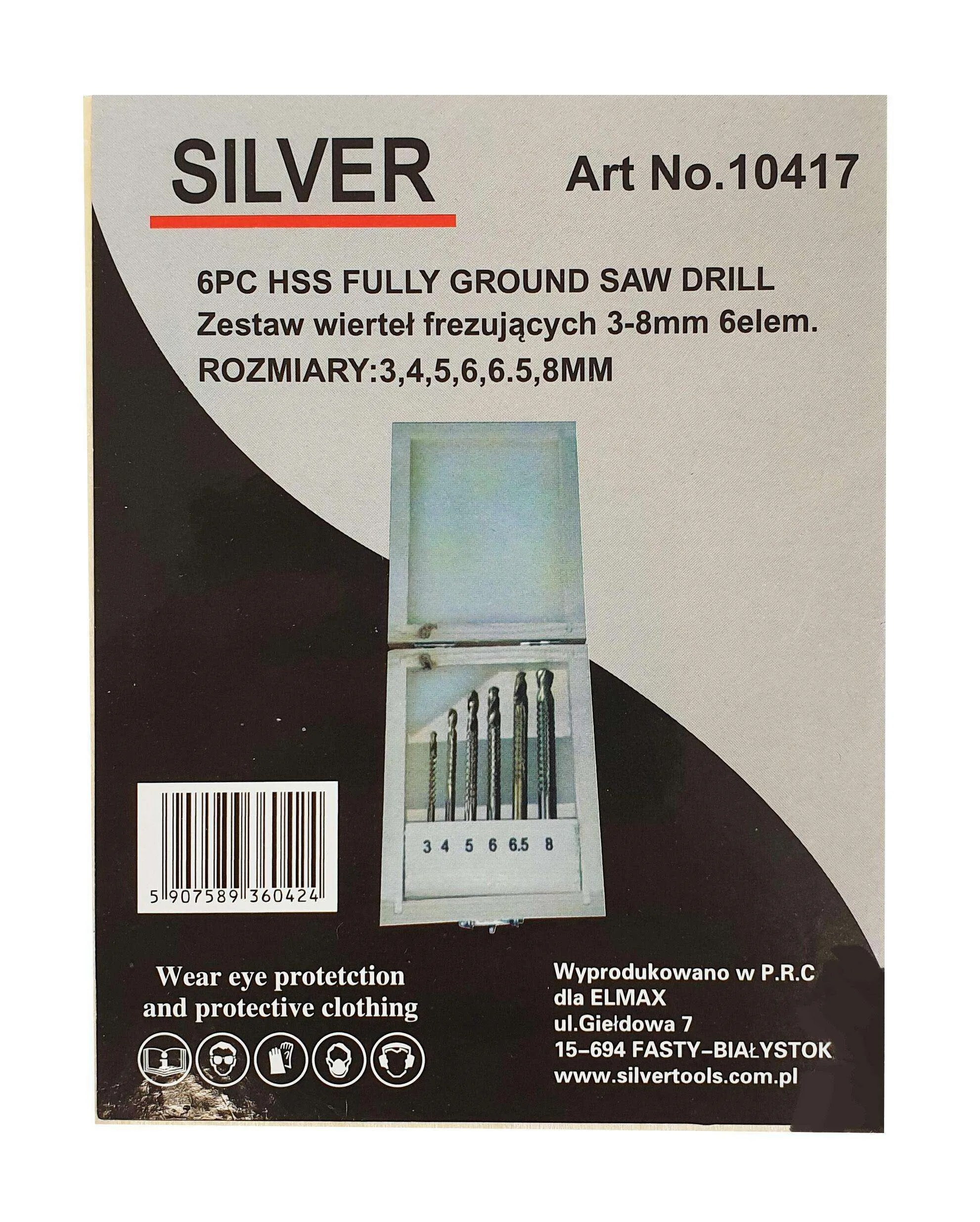 SILVER ZESTAW WIERTEŁ FREZUJĄCYCH 6szt. 3-8mm… (levertijd 8 werkdagen)