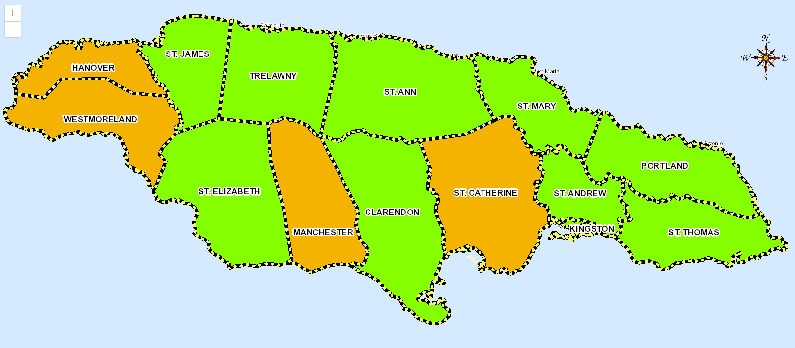 Jamaican Political Map Political Shades 3D Map Of Jamaica Local Govt Elections 