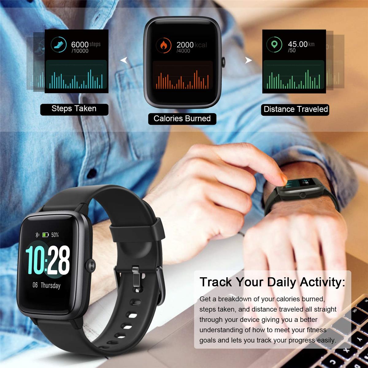 Reloj Smartwatch Letsfit ID 205L Monitor de Salud y Fitness – Eclipse  Electronics – Shopcar Uruguay srl