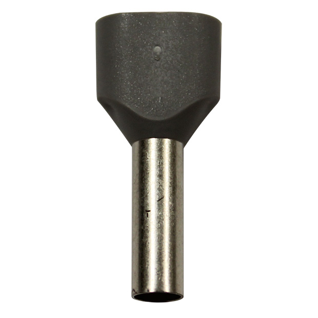 Wire Ferrule, Gray, Twin, AWG 12X2, 12 mm Barrel, 200 per bag - Image 1