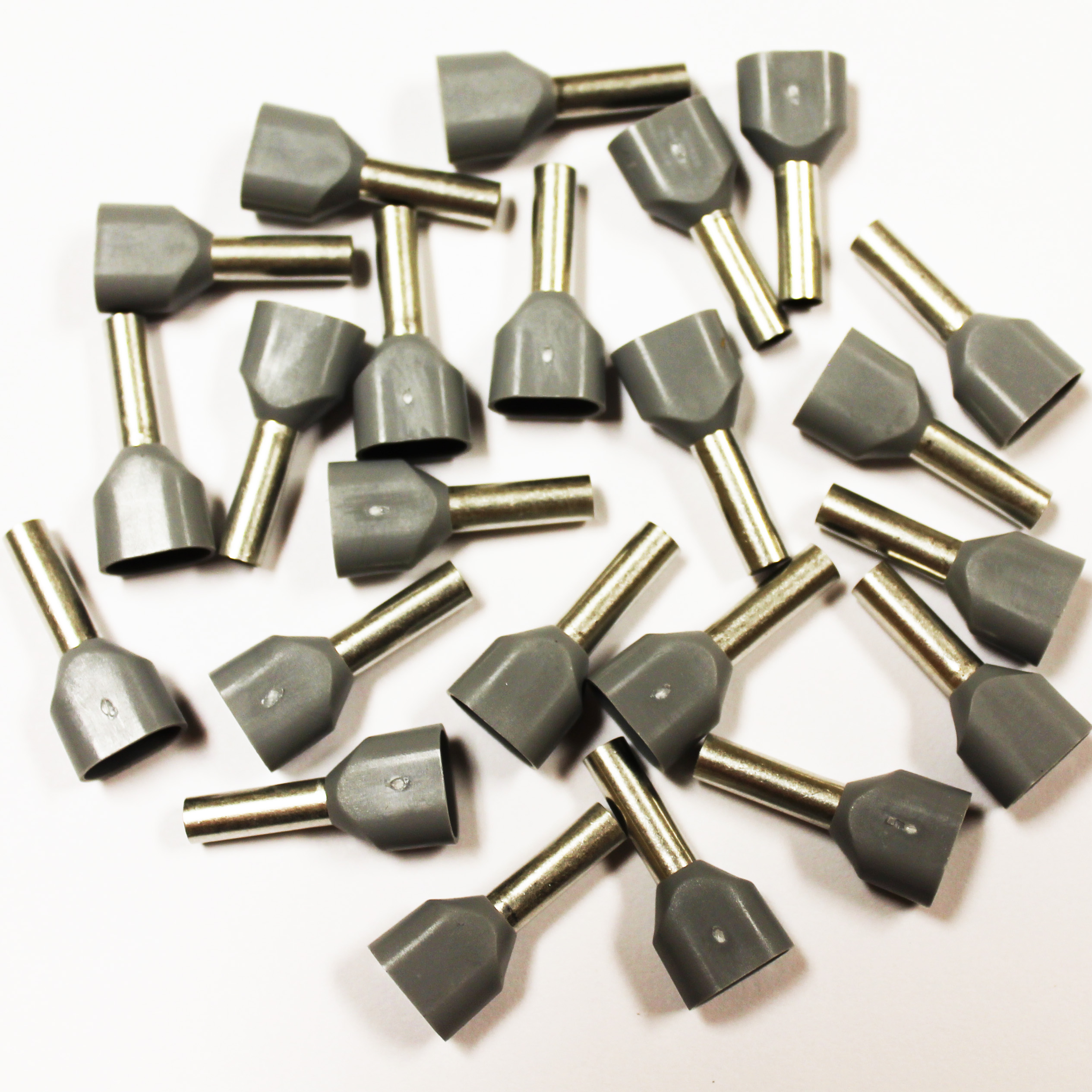 Wire Ferrule, Gray, Twin, AWG 12X2, 12 mm Barrel, 200 per bag - Image 2