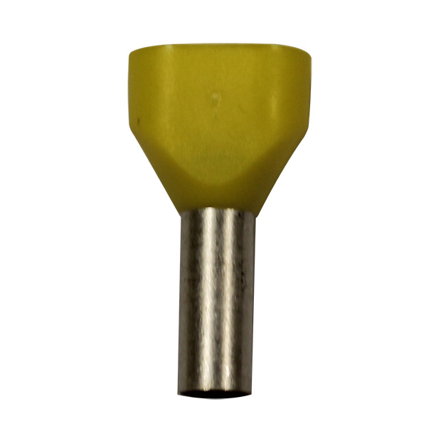 Wire Ferrule, Yellow, Twin, AWG 10X2, 12 mm Barrel, 100 per bag - Image 1