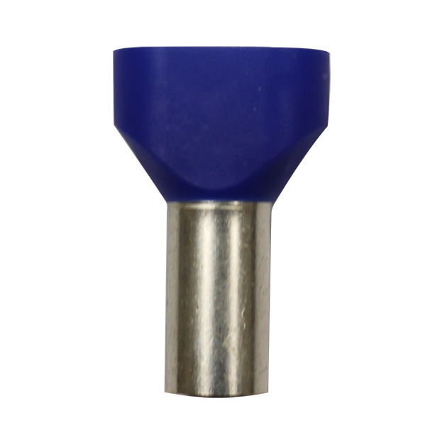 Wire Ferrule, Blue, Twin, AWG 6X2, 16 mm Barrel, 50 per Bag - Image 1