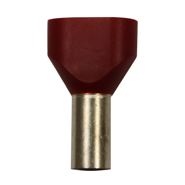 Wire Ferrule, Red, Twin, AWG 8X2, 12 mm Barrel, 100 per bag - Image 1