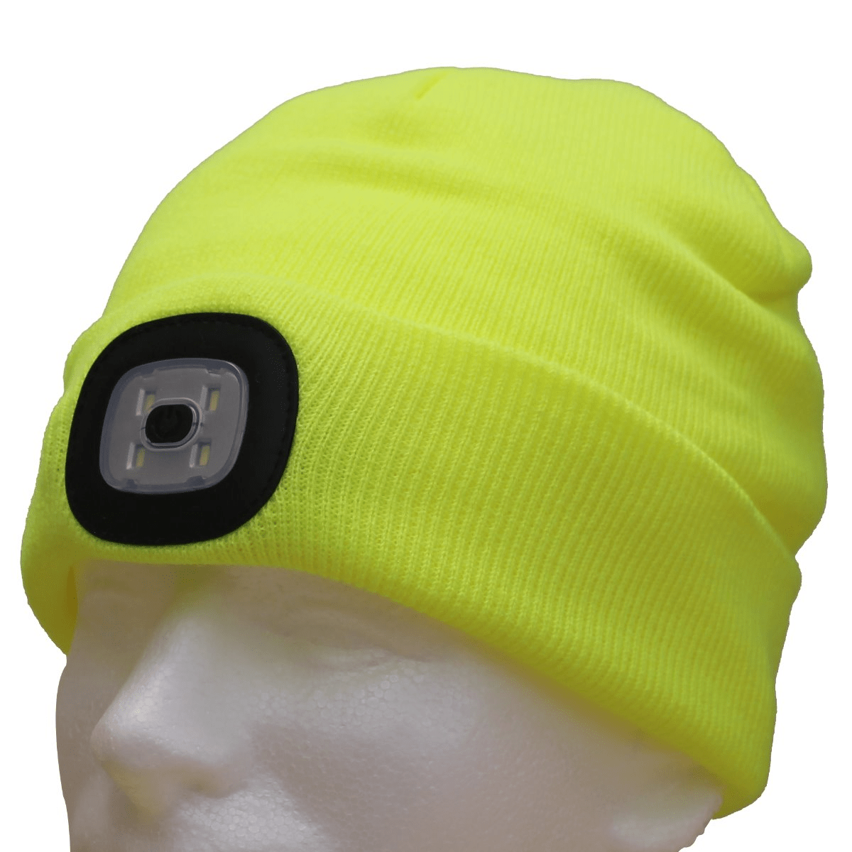 USB LED Rechargeable Beanie Headlight Yellow - Image 3