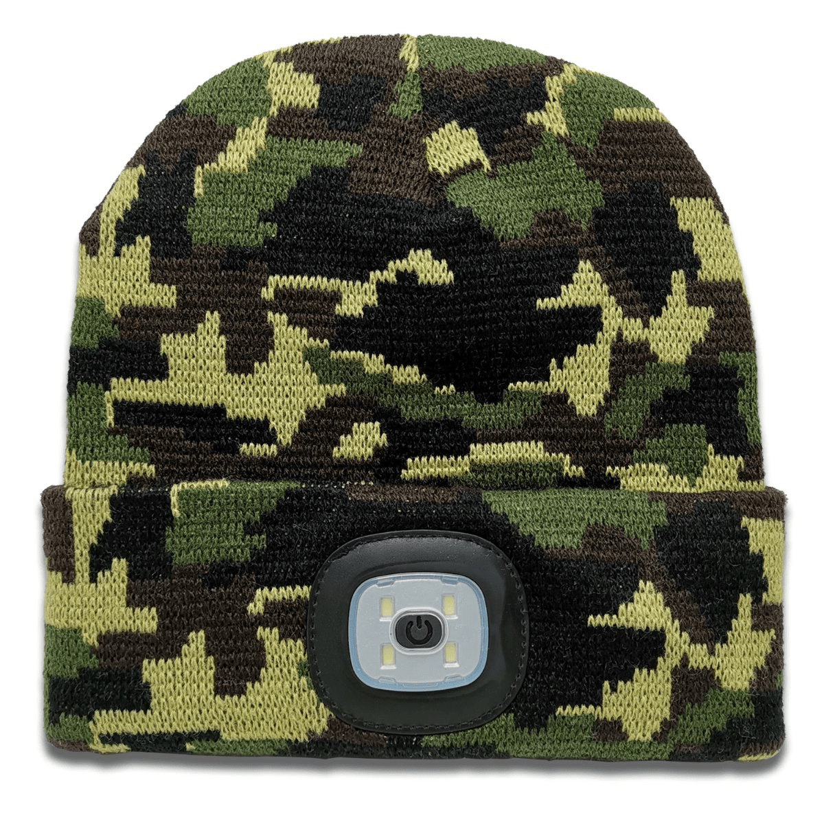 USB LED Rechargeable Beanie Headlight Camo - Image 1